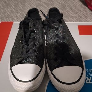 Women's Black Rainbow Glitter Converse All Star Sneakers sz 7